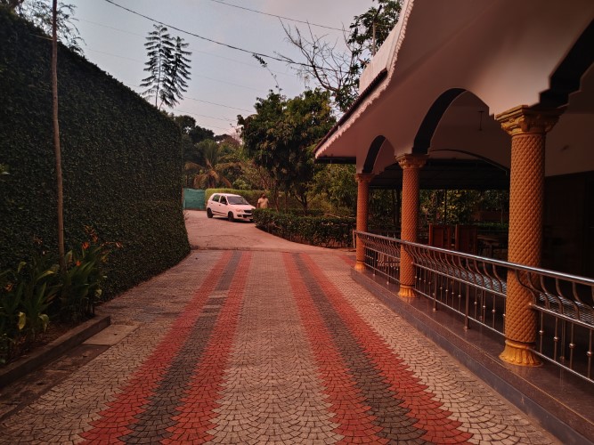 Driveway and pavilion